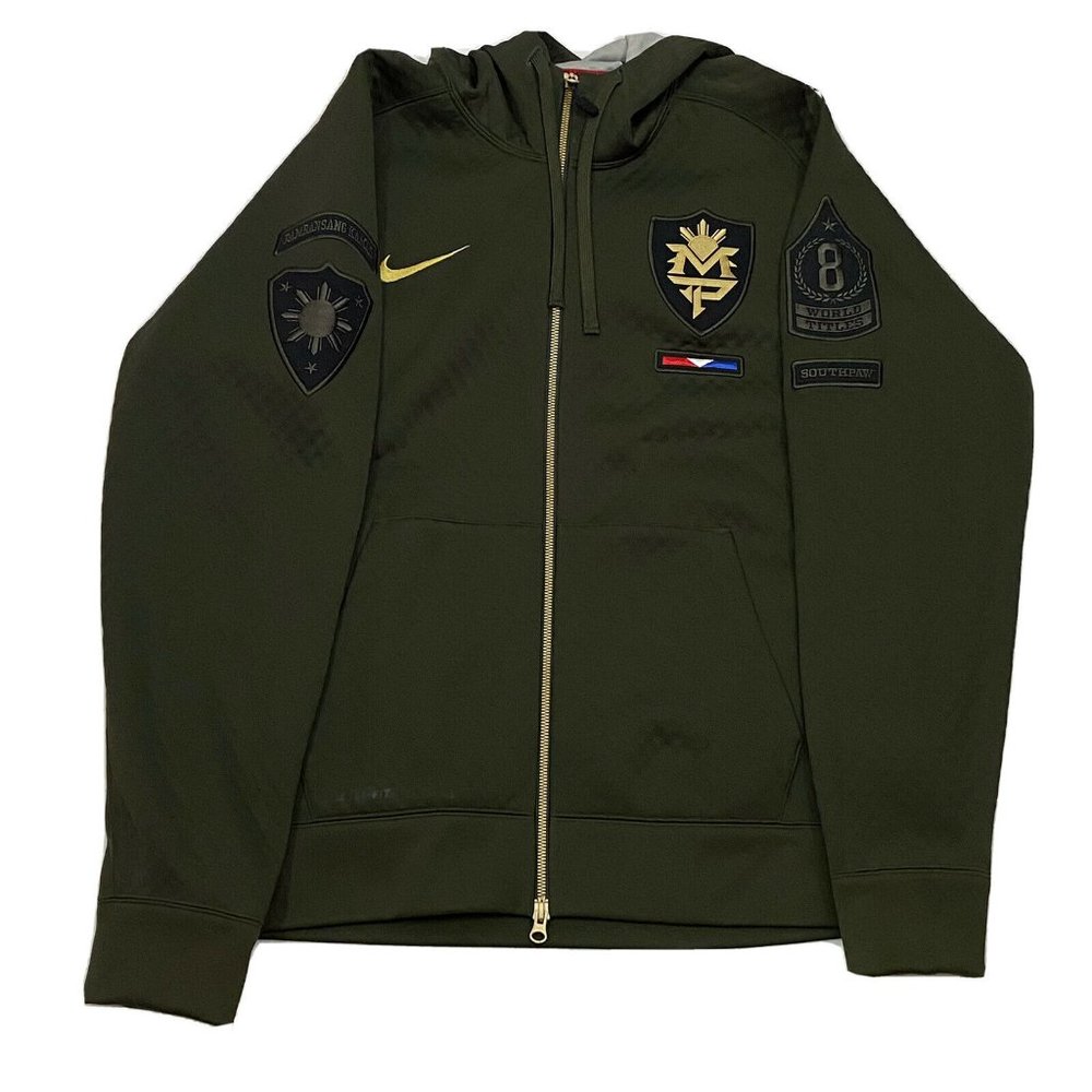 Reposh - Nike Men’s Olive Green Full-Zip Hooded Jacket
